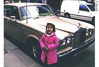 Mahdiyeh Javid showing off one the Shah's Rolls Royces