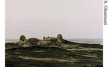 Chehel Dokhtaran Fort guarding the eastern flank of Kuh-e Khwaja complex, Lake Hamun, eastern Iran (circa 200-800 A.D.)