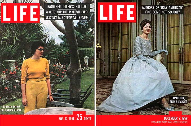 Soraya Esfandiyari May 12 1958 and new Queen Farah Diba December 7