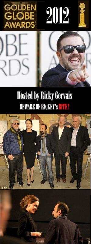 PREPARE FOR RICKY’s BITE: Farhadi, Jolie & Aldomovar at Golden Globes 2012