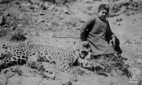pictory: Ahmad Shah Qajar with Hunted Leopard 