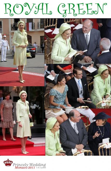 ROYAL GREEN: Shahbanou Farah at Albert & Charlène's Monaco Wedding