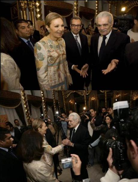 Shahbanou Farah Greeted by Film Legend Omar Sharif During Cairo Book Tour 