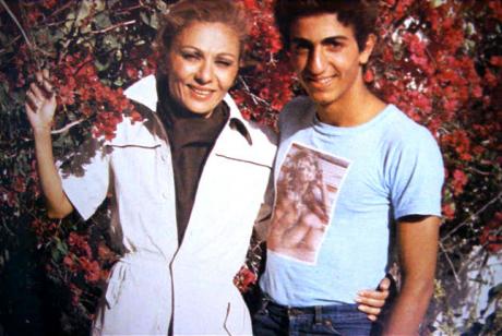 Crown Prince Reza with mother Empress Farah Pahlavi of Iran on vacation on 