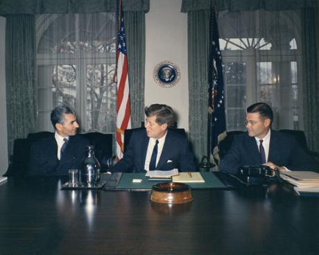 pictory: Shah with Kennedy and McNamara In White House, 1962