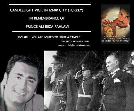 HONORING REZA SHAH's GRANDSON: Candlelight Vigil For Prince Ali Reza Pahlavi in Izmir Turkey