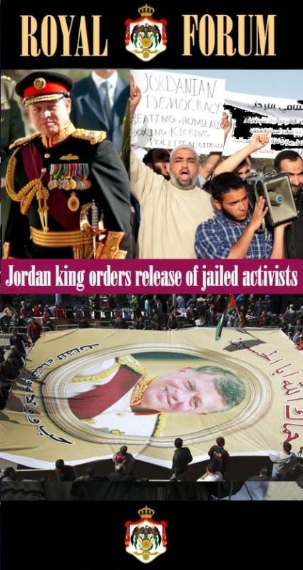 Jordan king orders release of jailed activists accused of "insulting" him