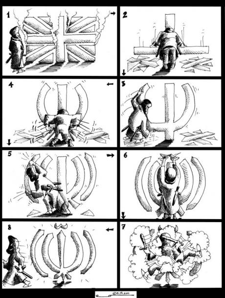 Political Cartoon: Islamic Republicazation of the Union Jack