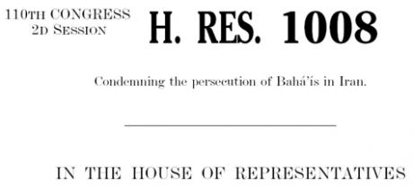 House resolution condemns persecution of Baha’is