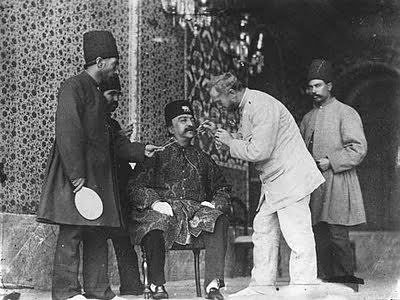 ROYAL WHISKERS: Nasseredin Shah Get's His Moustache trimmed (19th century)